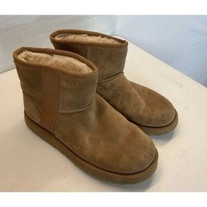 UGG Classic Mini Side Logo Boots, Tan Suede,‎ Women's 10M